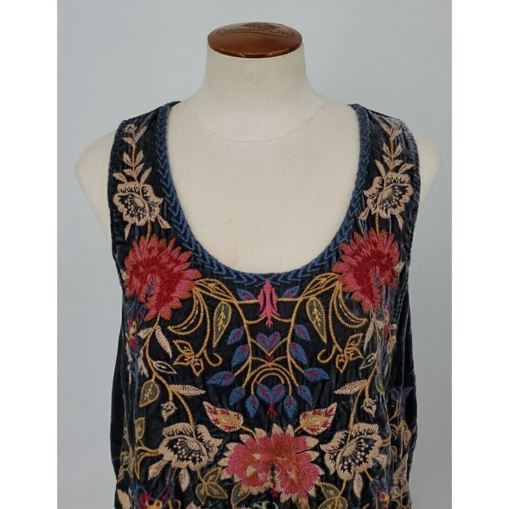 Johnny Was Simona Green Velvet Swing Tank Top XS /S?  Sundance Catalog Baudelair - Picture 2 of 10